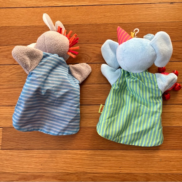HABA Donkey Elephant Animal Rattle Play Toddler Plush Hand Glove Puppets - Picture 7 of 7